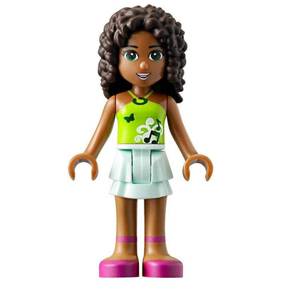 Andrea, Light Aqua Layered Skirt, Lime Halter Neck Top